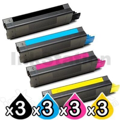 3 sets of 4 Pack Compatible OKI C3100 Toner Cartridges (42804517-42804520)