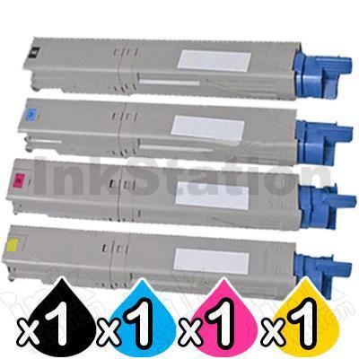 4 Pack OKI C3530MFP, C3520MFP Compatible Toner Cartridges (43459325-43459328)