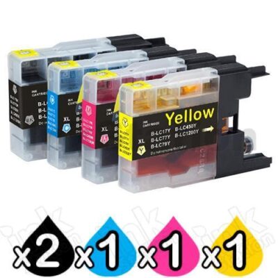 5 Pack Brother LC73/LC77XL Compatible High Yield Ink Cartridge [2BK,1C,1M,1Y]