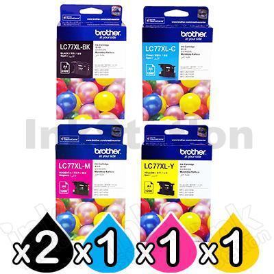 5 Pack Genuine Brother LC-77XL High Yield Ink Combo [2BK+C+M+Y]
