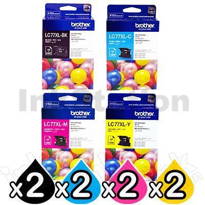8 Pack Genuine Brother LC-77XL High Yield Ink Combo [2BK+2C+2M+2Y]