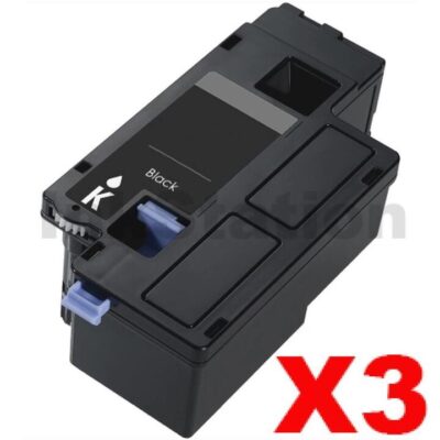 3 x Dell C1660 / C1660w Compatible Black Toner Cartridge - 1,250 pages