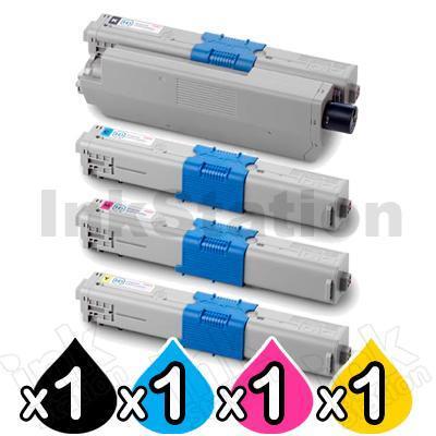 4 Pack Compatible OKI C510,C530,MC561 Toner Cartridges (44469806-44469727)