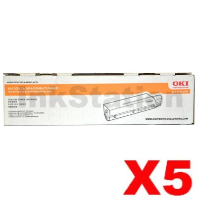 5 x Genuine OKI B411/431/MB471/479 Black Toner Cart (44574703) - 4,000 pages