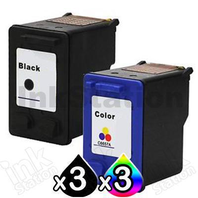 6 Pack HP 60XL Compatible Inkjet Cartridges CC641WA + CC644WA [3BK,3CL]