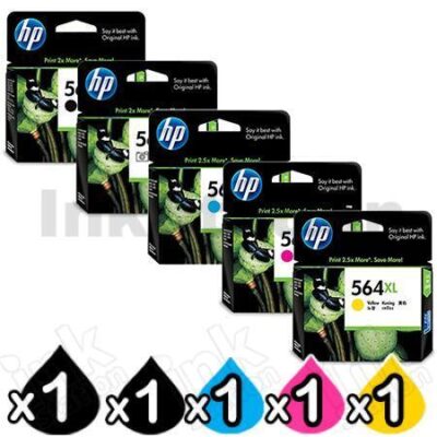 5 Pack HP 564XL Genuine Inkjet Cartridges CN684WA+CB322WA-CB325WA [1BK,1PBK,1C,1M,1Y]