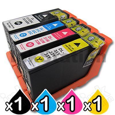 4 Pack Dell V525W (Series 33/34) Extra High Yield Compatible Ink Combo [1BK,1C,1M,1Y]