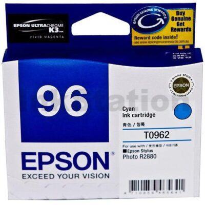 Epson Genuine T0962 Cyan Ink Cartridge - 940 pages [C13T096290]