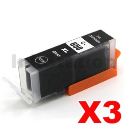 3 x Canon PGI-650XLBK Compatible Black High Yield Inkjet Cartridge