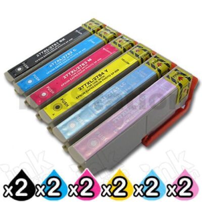 12 Pack Epson 277XL Compatible High Yield Inkjet Cartridges [2BK,2C,2M,2Y,2LC,2LM]