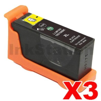 3 x Lexmark No.100XL (14N1068A) Compatible Black Ink High Yield Cartridge - 510 pages