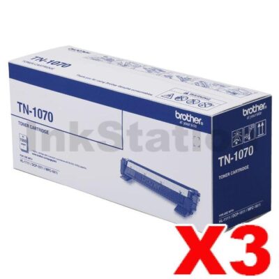 3 x Brother TN-1070 Genuine Toner - 1,000 pages