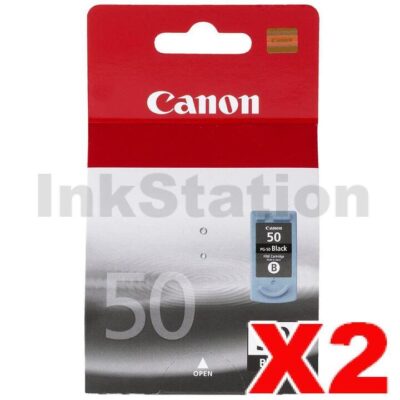 2 x Genuine Canon PG-50 Black High Yield Ink Cartridge - 510 pages