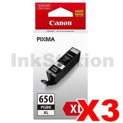3 x Canon PGI-650XLBK Genuine Black High Yield Inkjet Cartridge