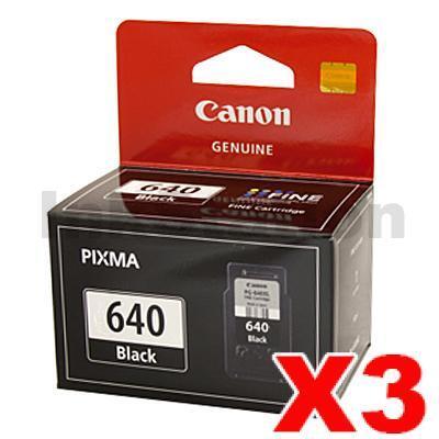 3 x Canon PG-640 Genuine Black Ink Cartridge - 180 pages