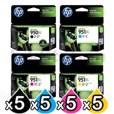 5 sets of 4 Pack HP 950XL + 951XL Genuine Inkjet Cartridges CN045AA - CN048AA [5BK,5C,5M,5Y]
