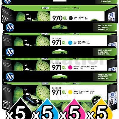 5 sets of 4 Pack HP  970XL + 971XL Genuine High Yield Inkjet Cartridges CN625AA-CN628AA [5BK,5C,5M,5Y]
