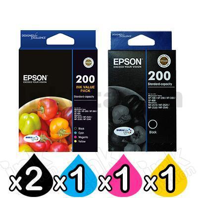 5 Pack Epson 200 (C13T200692+C13T200192) Genuine Inkjet Cartridges [2BK,1C,1M,1Y]