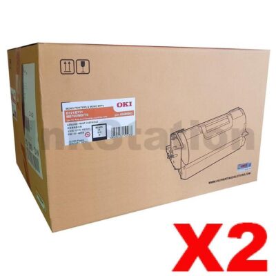 2 x OKI Genuine B721 B731 MB760 MB770 Black Toner Cartridge - 25,000 pages (45488903)