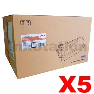 5 x OKI Genuine B721 B731 MB760 MB770 Black Toner Cartridge - 25,000 pages (45488903)