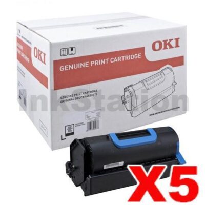 5 x OKI Genuine B731 MB770 Black Toner Cartridge High Yield - 36,000 pages (45439003)