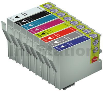8-Pack Epson Compatible T0540 - T0549 Ink Cartridges [1PBK,1C,1M,1Y,1R,1MBK,1GO,1BU]