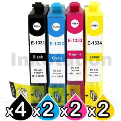 10-Pack Compatible Epson 133 T1331-1334 Inkjet Cartridges [4BK,2C,2M,2Y]