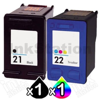 2 Pack HP 21XL + 22XL Compatible Inkjet Cartridges C9351CA + C9352CA [1BK,1CL]
