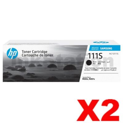 2 x Samsung SLM2020, SLM2070 (MLT-D111S) Genuine Black Toner Cartridge SU812A - 1,000 pages