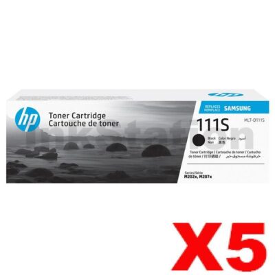5 x Samsung SLM2020, SLM2070 (MLT-D111S) Genuine Black Toner Cartridge SU812A - 1,000 pages
