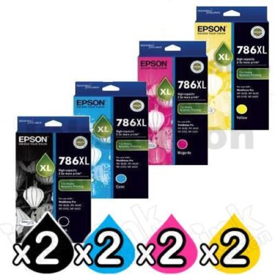 8 Pack Epson 786XL Genuine Ink Cartridge [C13T787192-C13T787492] [2BK,2C,2M,2Y]