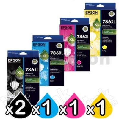 5 Pack Epson 786XL Genuine Ink Cartridge [C13T787192-C13T787492] [2BK,1C,1M,1Y]