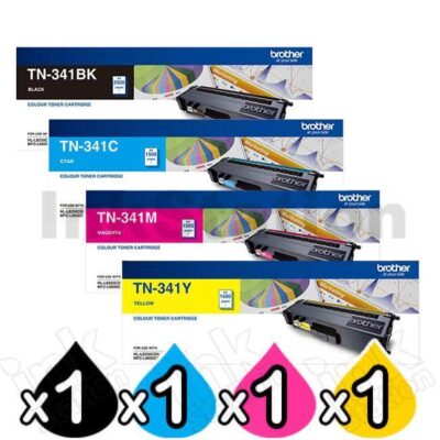 4-Pack Genuine Brother TN-341 Toner Combo [1BK,1C,1M,1Y]