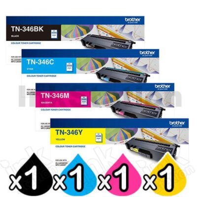4-Pack Genuine Brother TN-346 High Yield Toner Combo [1BK,1C,1M,1Y]
