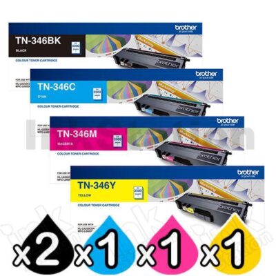 5-Pack Genuine Brother TN-346 High Yield Toner Combo [2BK,1C,1M,1Y]