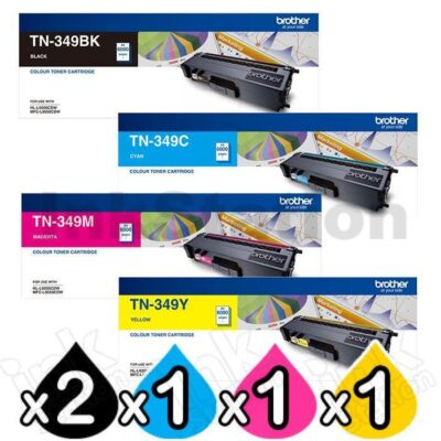 5-Pack Genuine Brother TN-349 Toner Combo [2BK,1C,1M,1Y]
