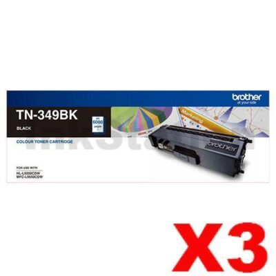 3 x Genuine Brother TN-349BK Black Toner Cartridge - 6,000 pages