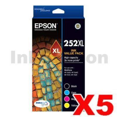 5 x Epson 252XL Genuine High Yield Ink Value Pack [C13T253692] [5BK,5C,5M,5Y]