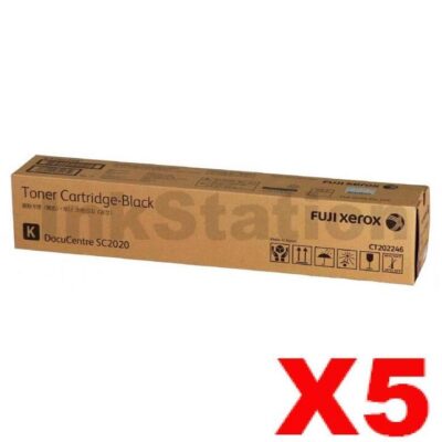 5 x Fuji Xerox DocuCentre SC2020 Genuine Black Toner Cartridge - 9,000 pages (CT202246)