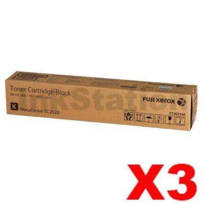 3 x Fuji Xerox DocuCentre SC2020 Genuine Black Toner Cartridge - 9,000 pages (CT202246)