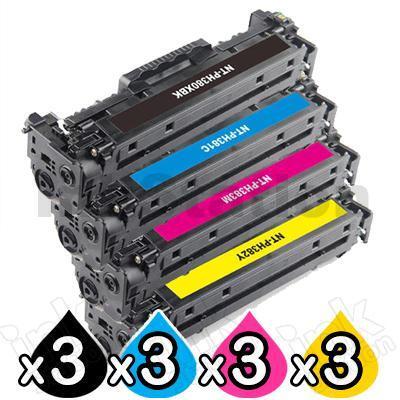 3 sets of 4 Pack HP CF380X-CF383A (312X/312A) Compatible High Yield Toner Cartridges [3BK,3C,3M,3Y]