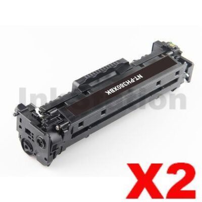 2 x HP CF380X (312X) Compatible Black High Yield Toner Cartridge - 4,400 Pages