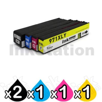 5 Pack HP 970XL + 971XL Compatible High Yield Inkjet Cartridges CN625AA-CN628AA [2BK,1C,1M,1Y]