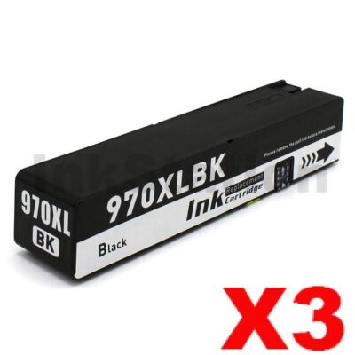3 x HP 970XL Compatible Black High Yield Inkjet Cartridge CN625AA - 9,200 Pages