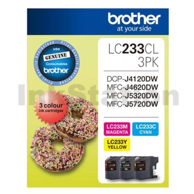 Genuine Brother LC-233CL3PK Colour Pack [C+M+Y] - 550 Pages each