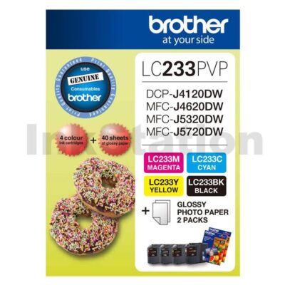 Genuine Brother  LC-233PVP Photo Value Pack [BK+C+M+Y+Photo Paper]