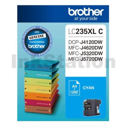 Genuine Brother LC-235XLC High Yield Cyan Ink Cartridge - 1,200 pages