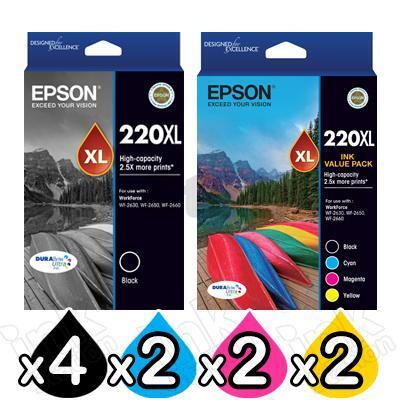 10 Pack Epson 220XL Genuine High Yield Ink Cartridge [4BK,2C,2M,2Y] [C13T294192,C13T294692]