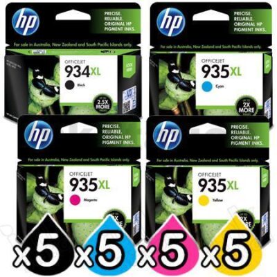 5 sets of 4 Pack HP 934XL + 935XL Genuine High Yield Inkjet Cartridges C2P23AA - C2P26AA [5BK,5C,5M,5Y]