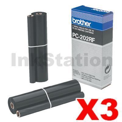 3 x Brother PC-202RF Genuine Thermal Printing Ribbons [2 rolls Value Pack]